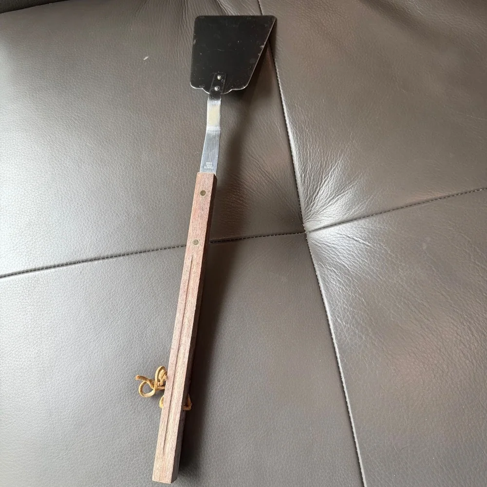 Vintage MCM Stainless Steel Long Spatula Flipper Wood Handle 16